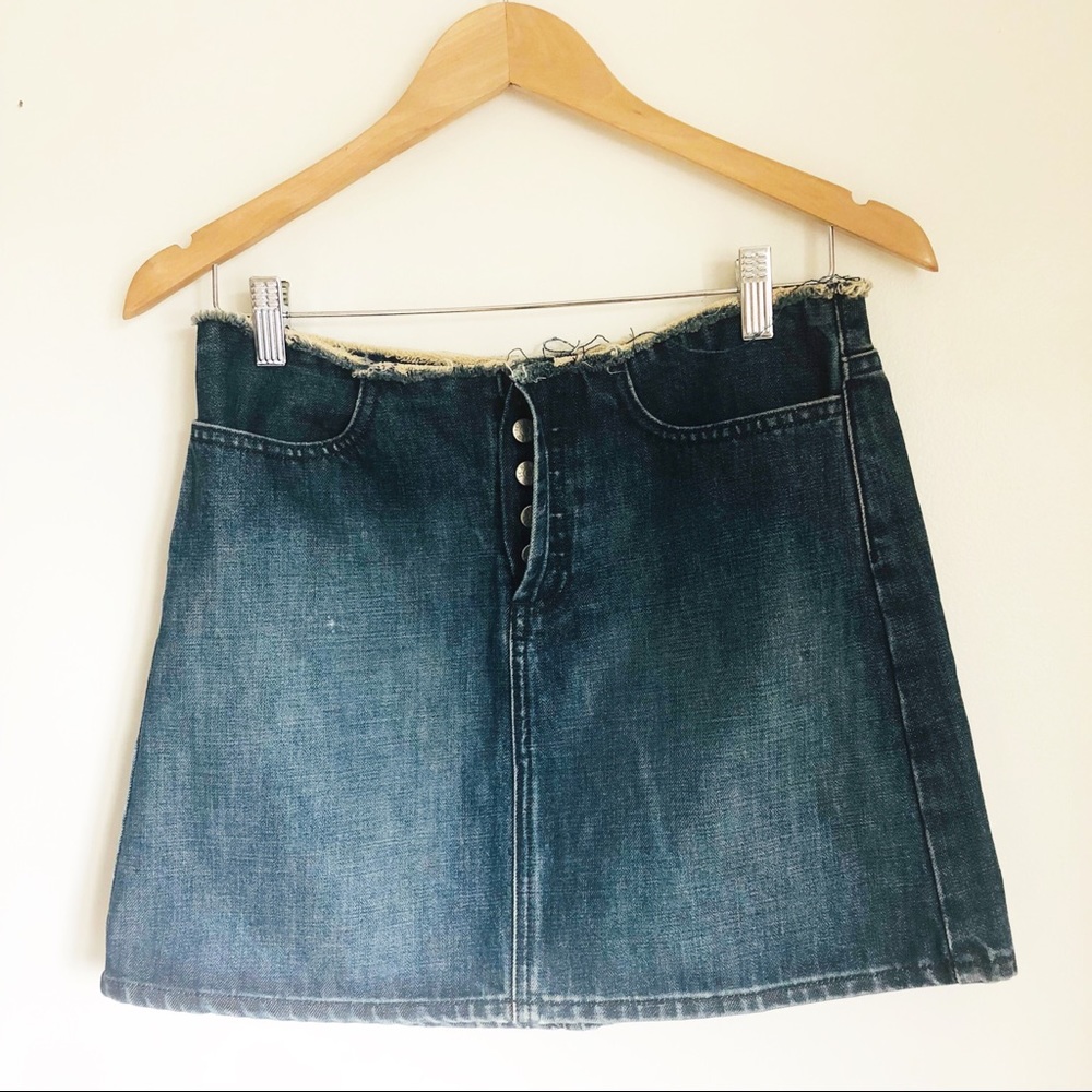 J. Crew cotton denim raw edge jean skirt